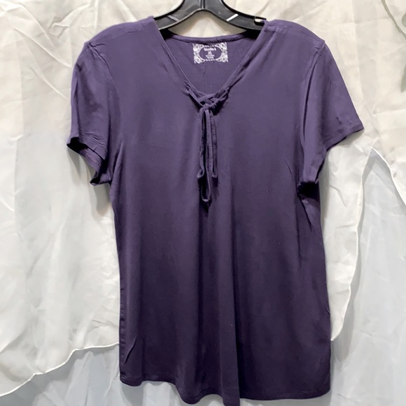 STUDIO II RAYON BLUE SHORT SLEEVE TOP SZ XL - Picture 2 of 10